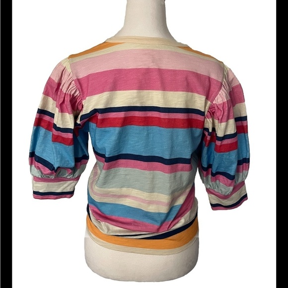 Anthropologie Plenty By Tracy Reese Striped Button Down Pouf Sleeve 100% Cotton - Picture 3 of 6